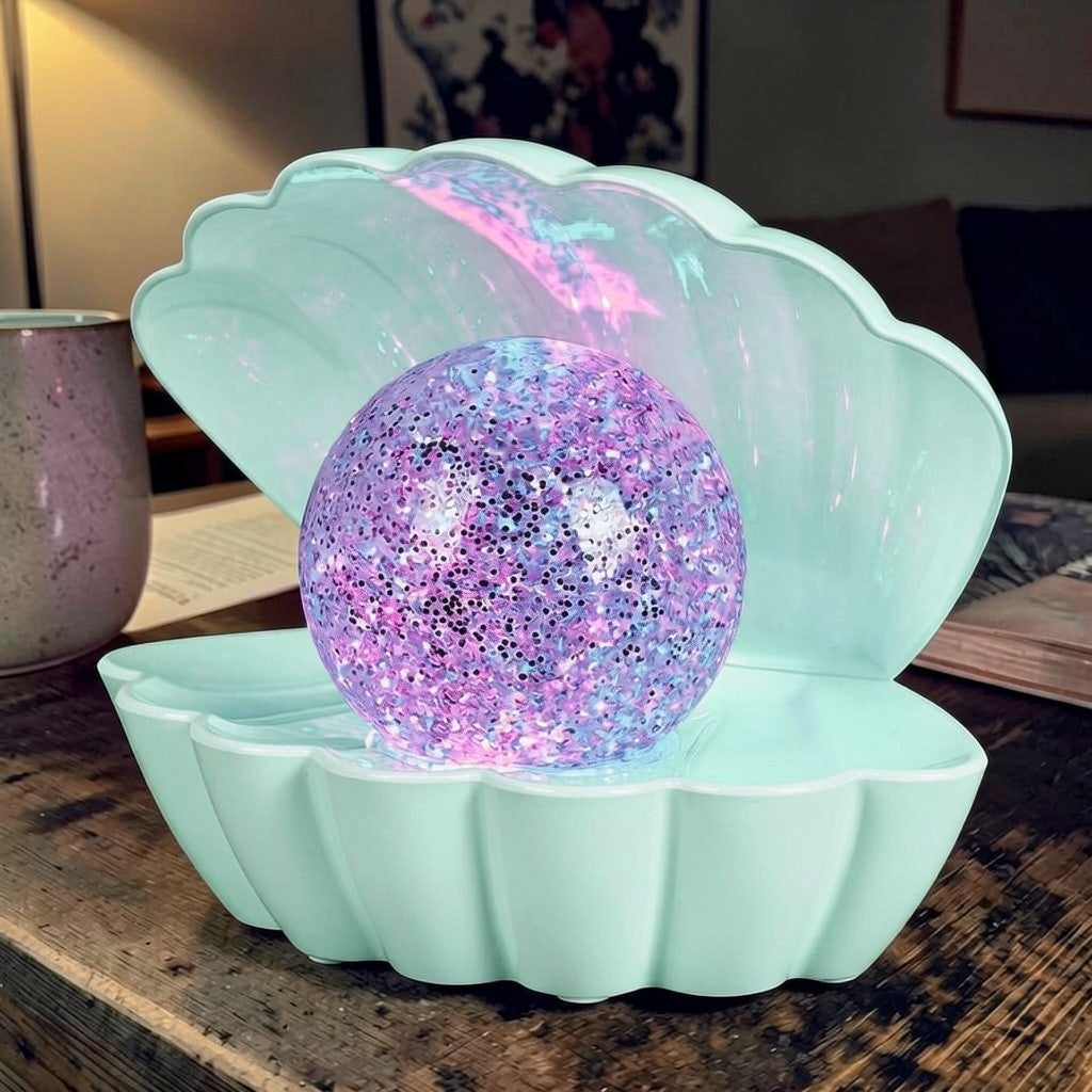 Colour Changing LED Glitter Ball Sea Shell Lamp Oyster Pearl Mood Light - Choice of Colour