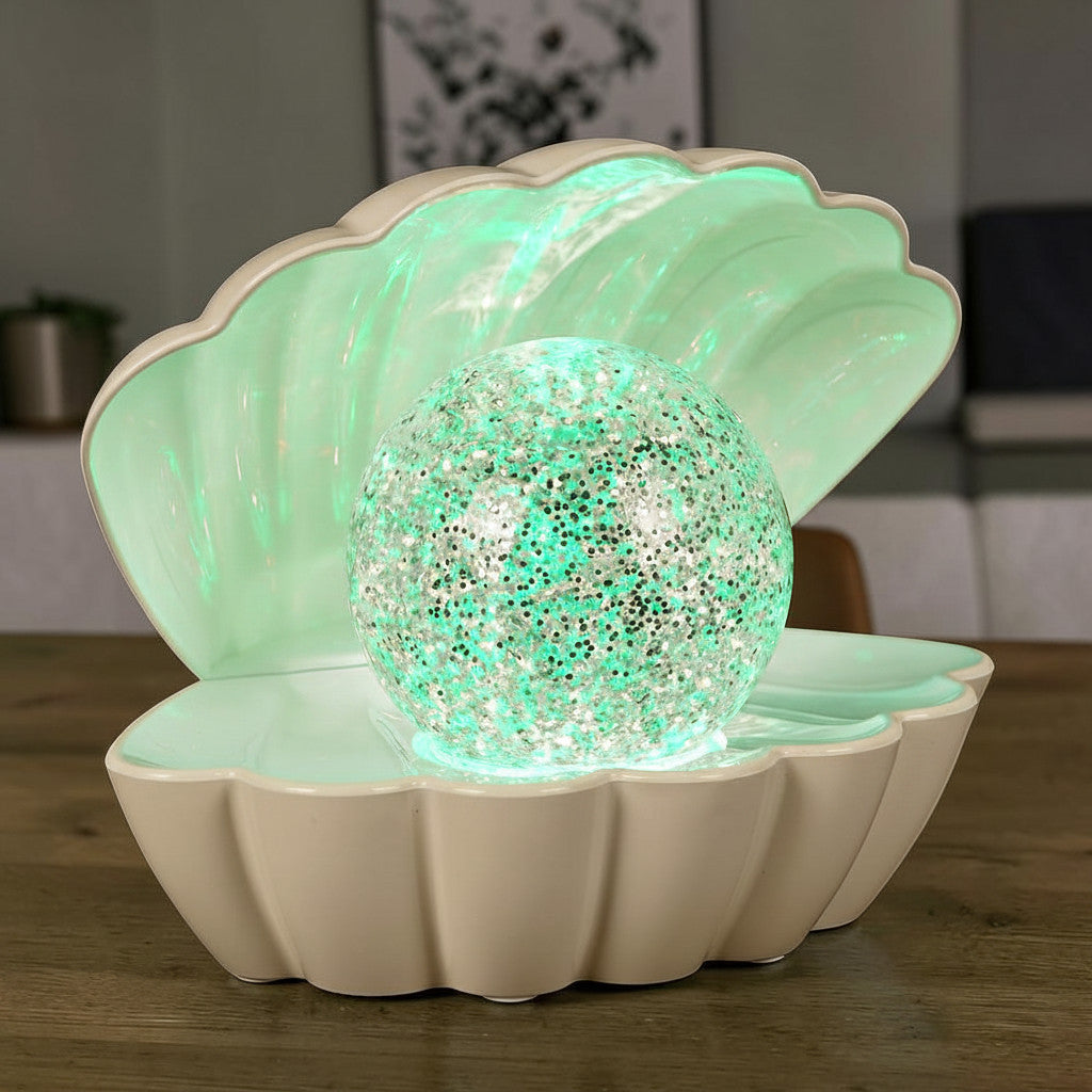 Colour Changing LED Glitter Ball Sea Shell Lamp Oyster Pearl Mood Light - Choice of Colour