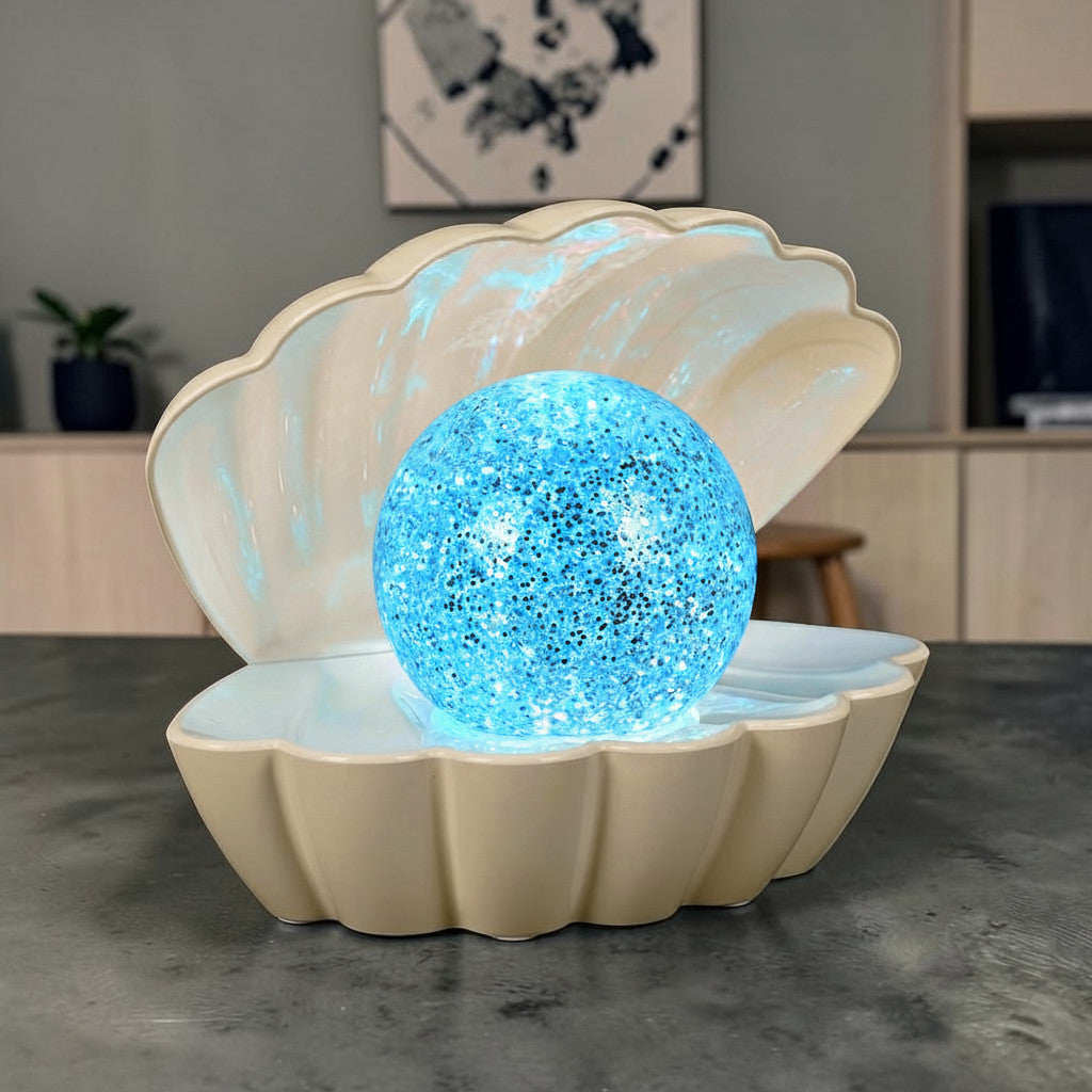 Colour Changing LED Glitter Ball Sea Shell Lamp Oyster Pearl Mood Light - Choice of Colour