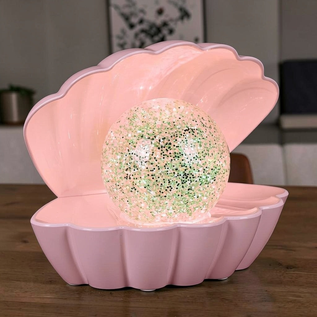 Colour Changing LED Glitter Ball Sea Shell Lamp Oyster Pearl Mood Light - Choice of Colour