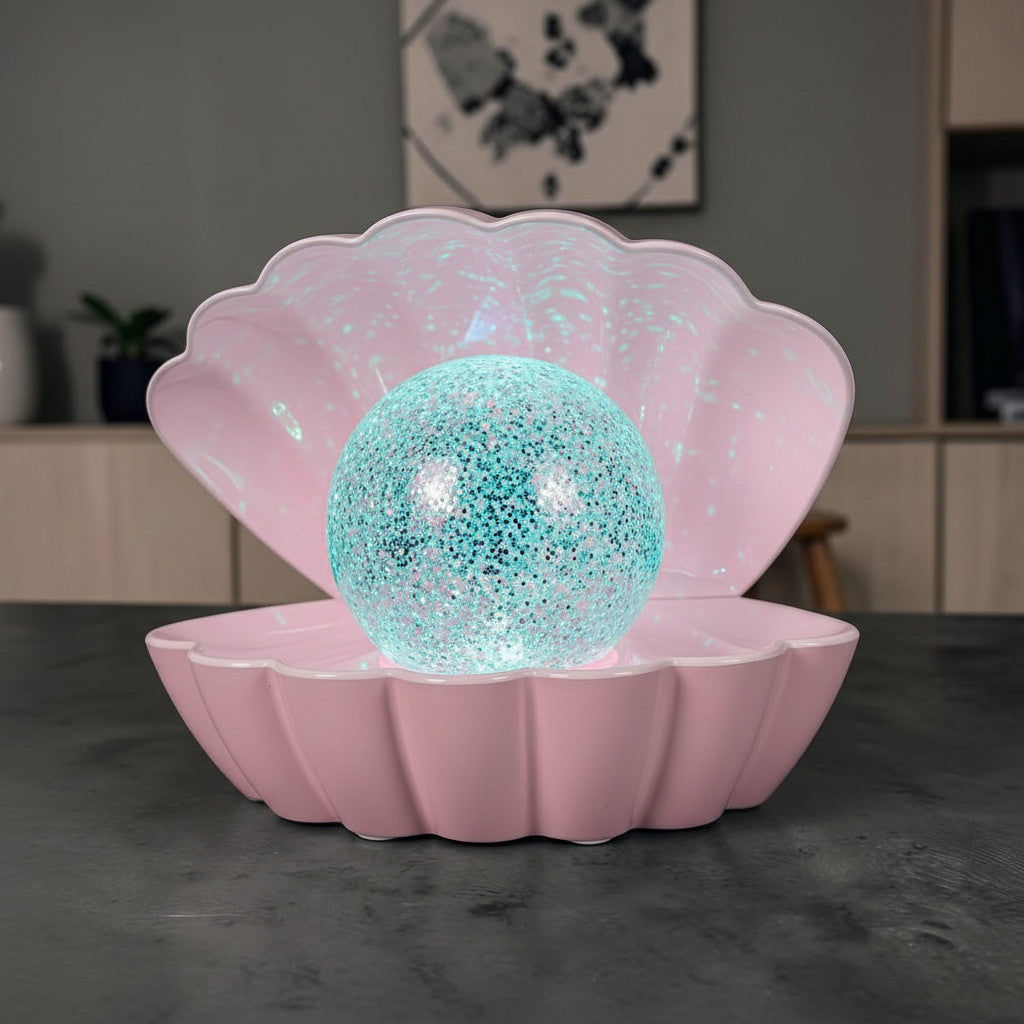 Colour Changing LED Glitter Ball Sea Shell Lamp Oyster Pearl Mood Light - Choice of Colour