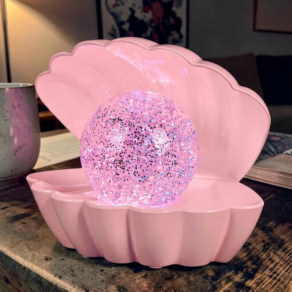 Colour Changing LED Glitter Ball Sea Shell Lamp Oyster Pearl Mood Light - Choice of Colour