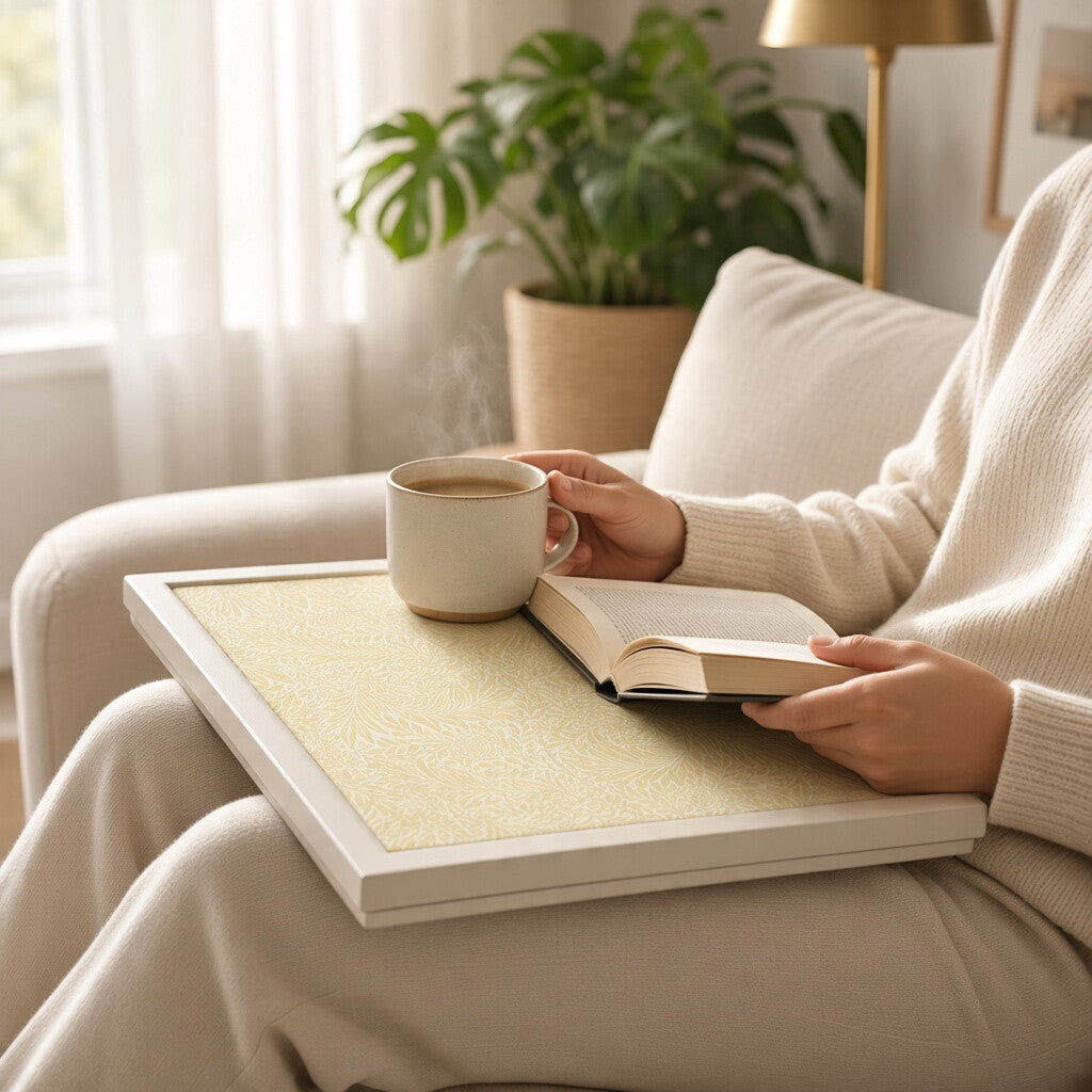 Laptop Lap Tray with Cushioned Padded Bean Bag Base | Larkspur Floral Design | Ideal for TV Dinners or Bed