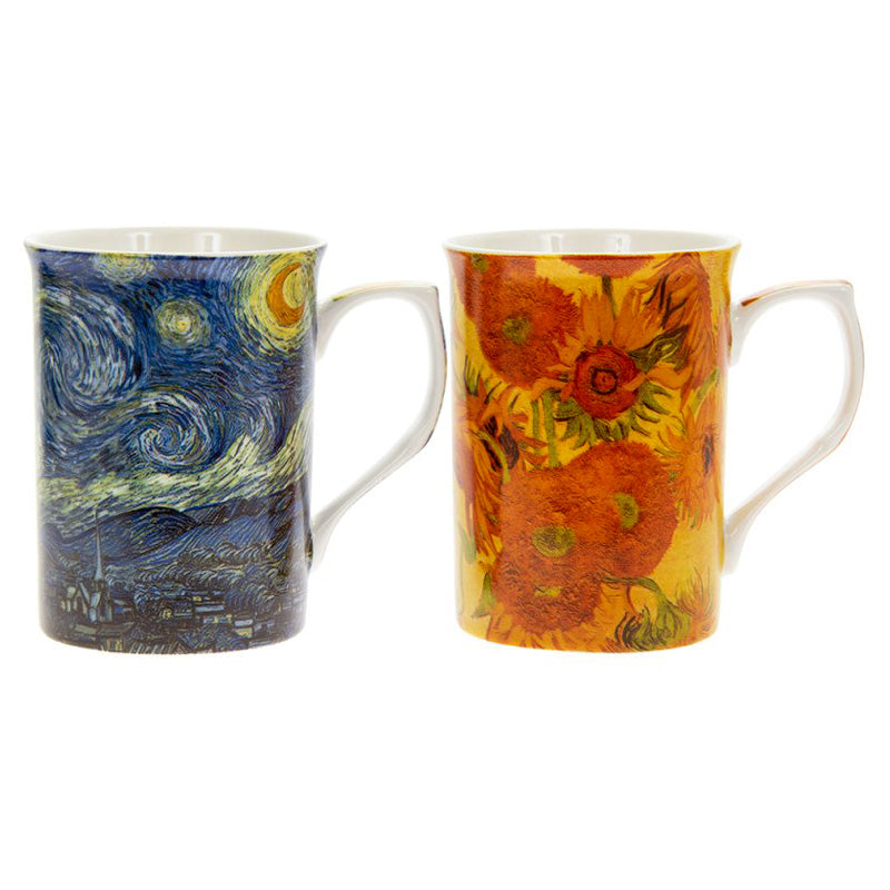 Set of 2 Mugs Vincent Van Gogh Collection Coffee Tea Fine China in Gift Box
