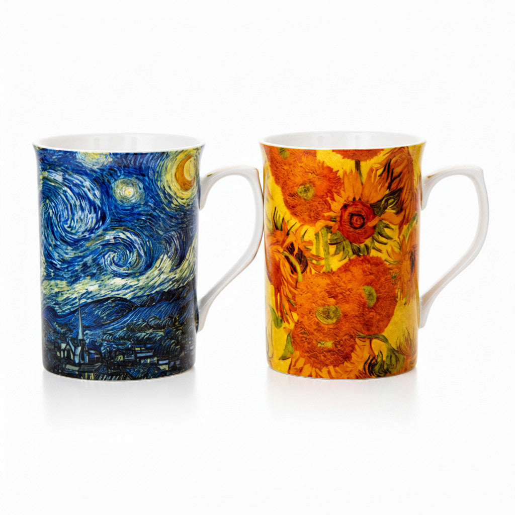 Set of 2 Mugs Vincent Van Gogh Collection Coffee Tea Fine China in Gift Box