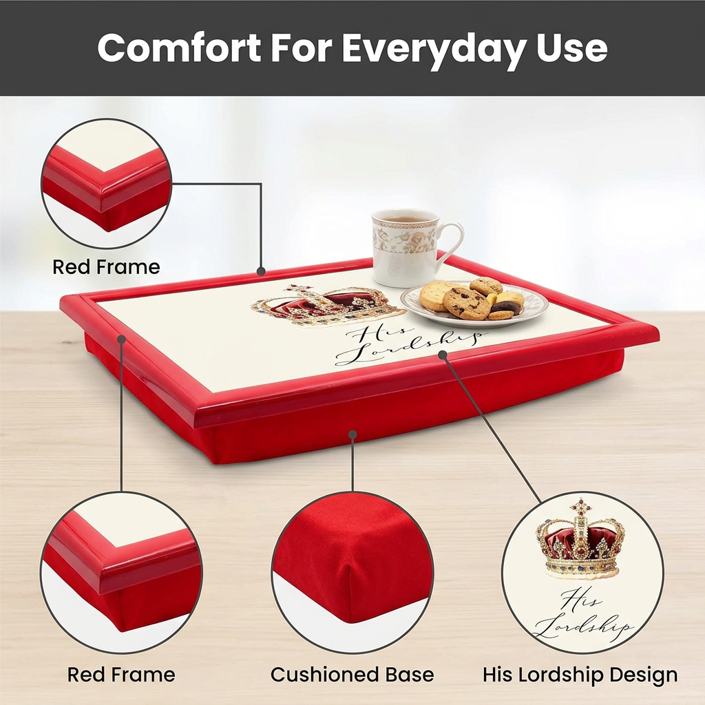 Laptop Lap Tray with Cushioned Padded Bean Bag Base |  His Lordship  | Ideal for TV Dinners or Bed