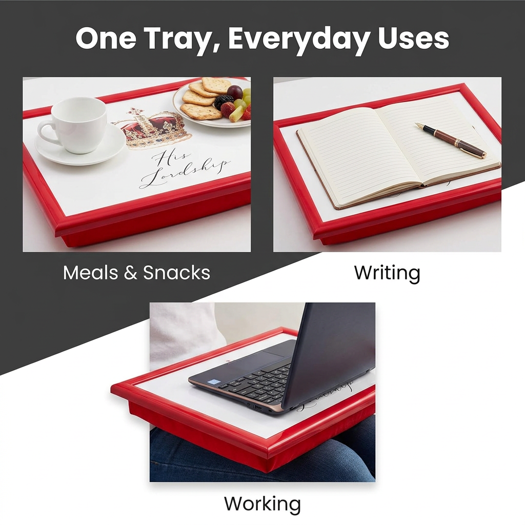 Laptop Lap Tray with Cushioned Padded Bean Bag Base |  His Lordship  | Ideal for TV Dinners or Bed