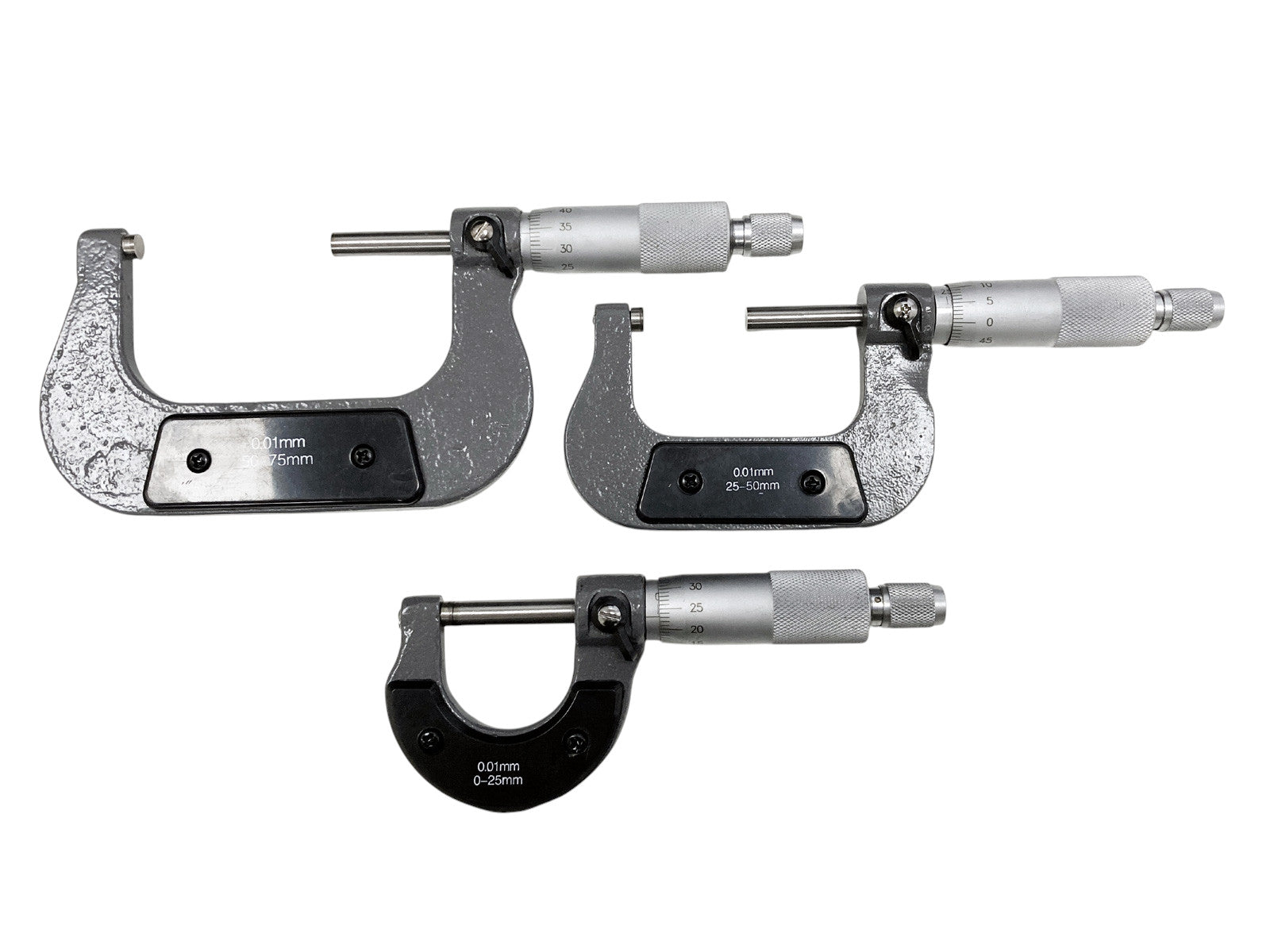 3pc 0-75mm Metric External Outside Micrometers Measuring Calipers with Case