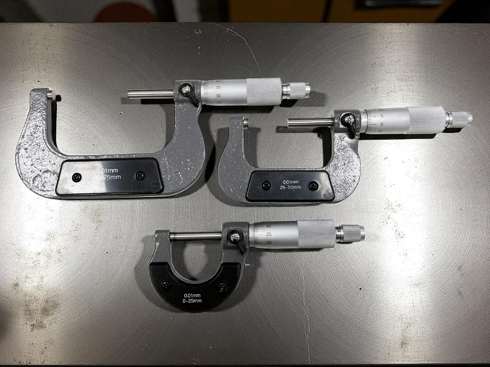 3pc 0-75mm Metric External Outside Micrometers Measuring Calipers with Case