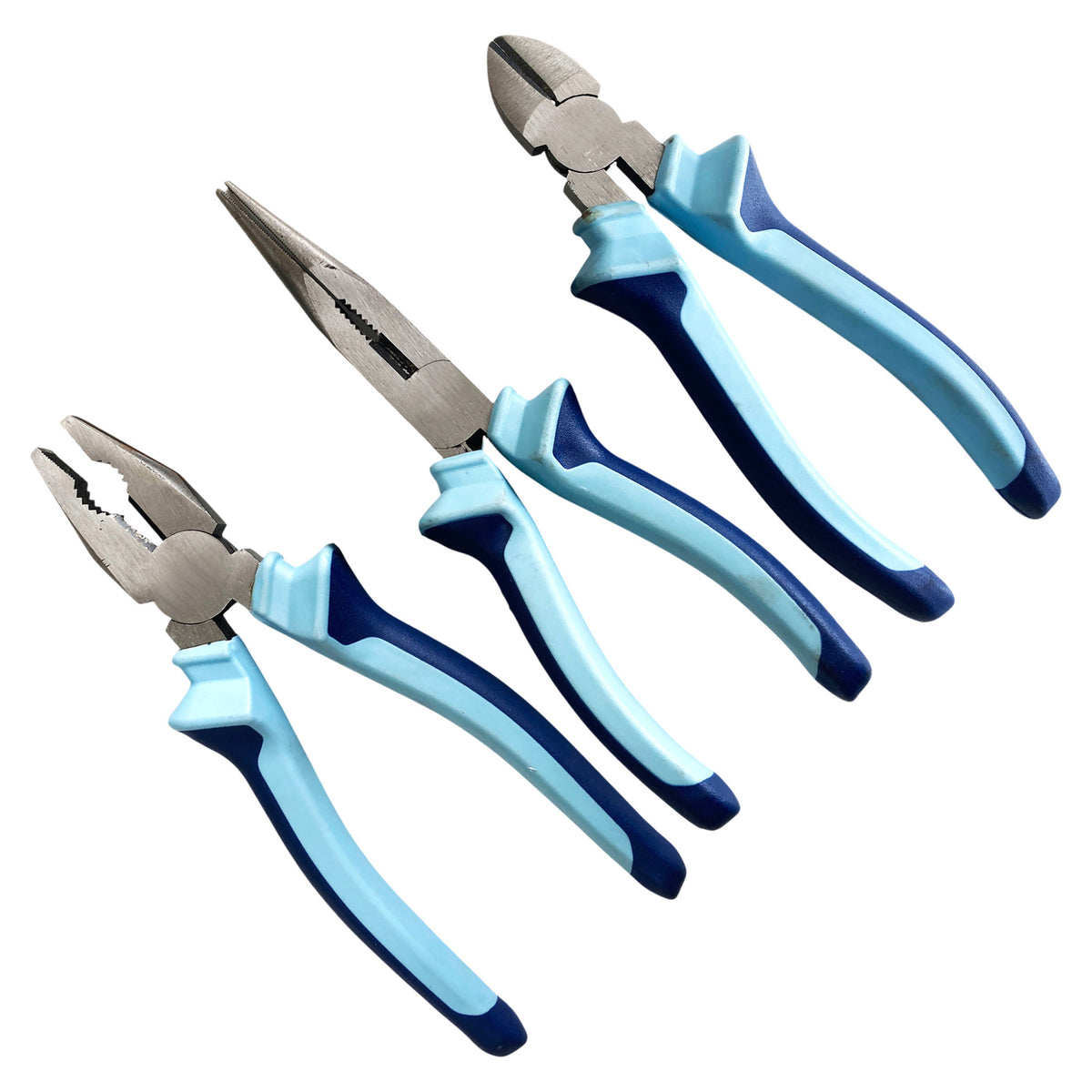 3pc 8" Soft Grip Plier Set | Heavy Duty 200mm Combination Long Nose and Side Cutting Pliers (Copy)