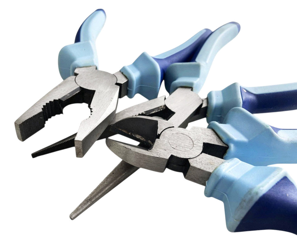 3pc 8" Soft Grip Plier Set | Heavy Duty 200mm Combination Long Nose and Side Cutting Pliers (Copy)
