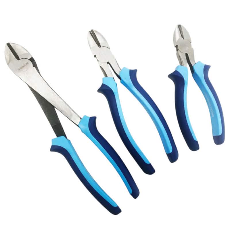 3pc Soft Grip Side Cut Pliers Set | Heavy Duty Side Cutting Pliers with Storage Roll