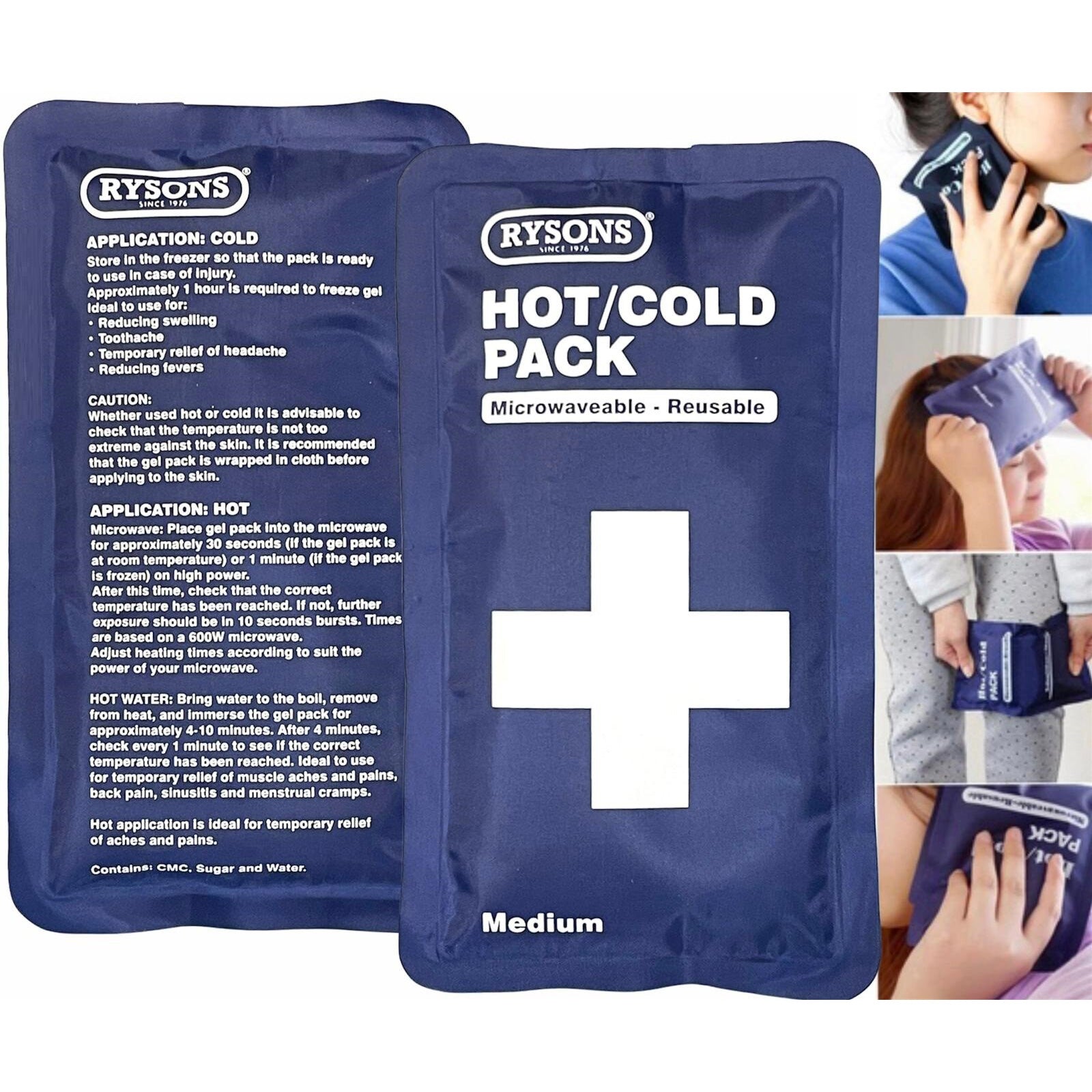 Hot or Cold Gel Compress Reusable Ice Packs for Sports Injuries and Pain Relief