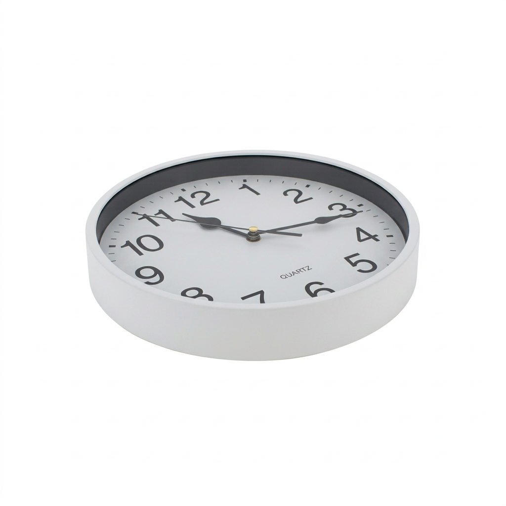 Wall Clock 23.6cm – Classic Round Analogue Clock – Silver or White