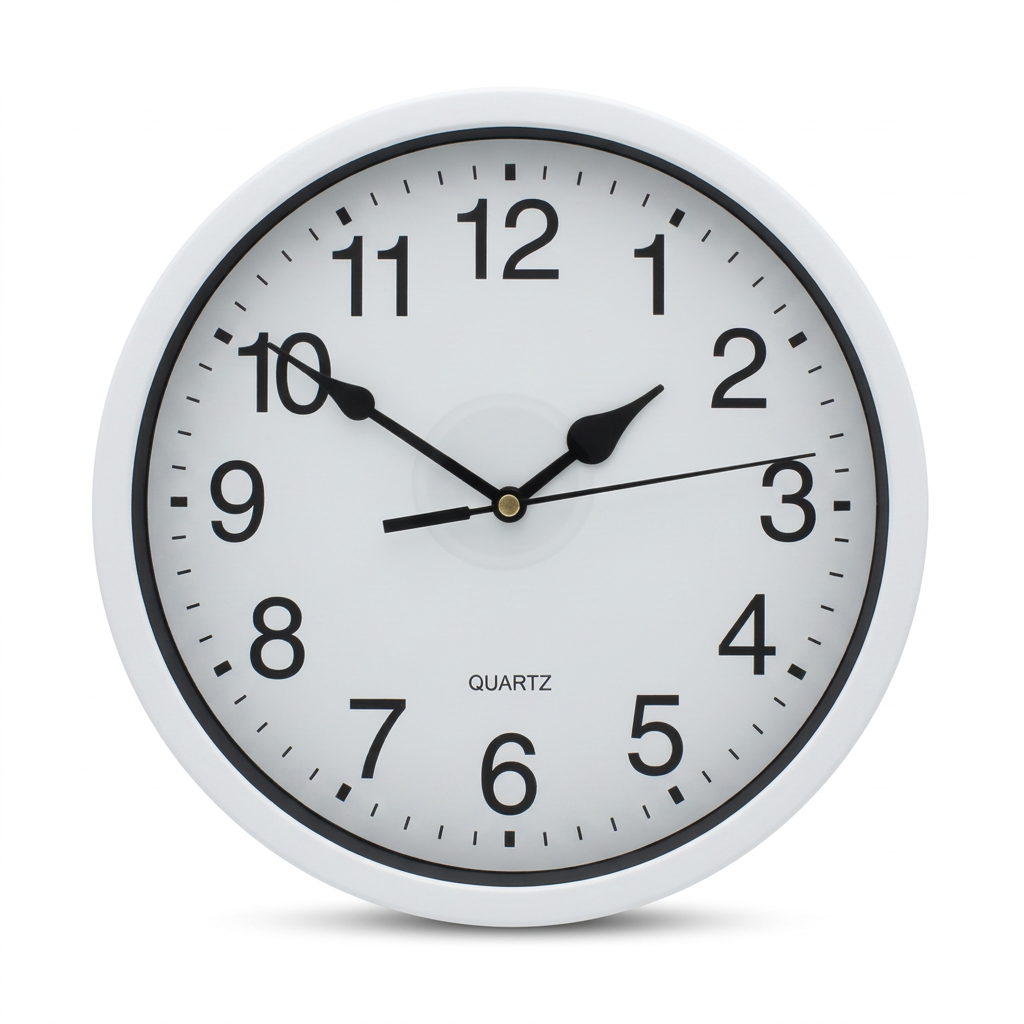 Wall Clock 23.6cm – Classic Round Analogue Clock – Silver or White