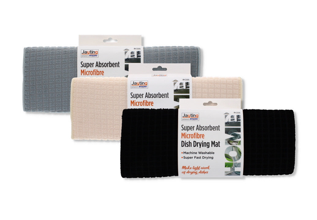 Microfibre Dish Drying Mat Super Absorbant - Black/Cream/Grey