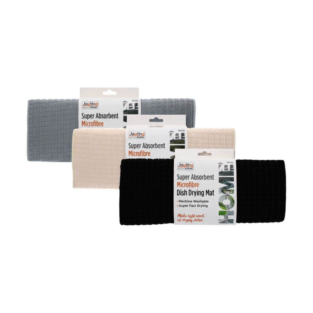 Microfibre Dish Drying Mat Super Absorbant - Black/Cream/Grey