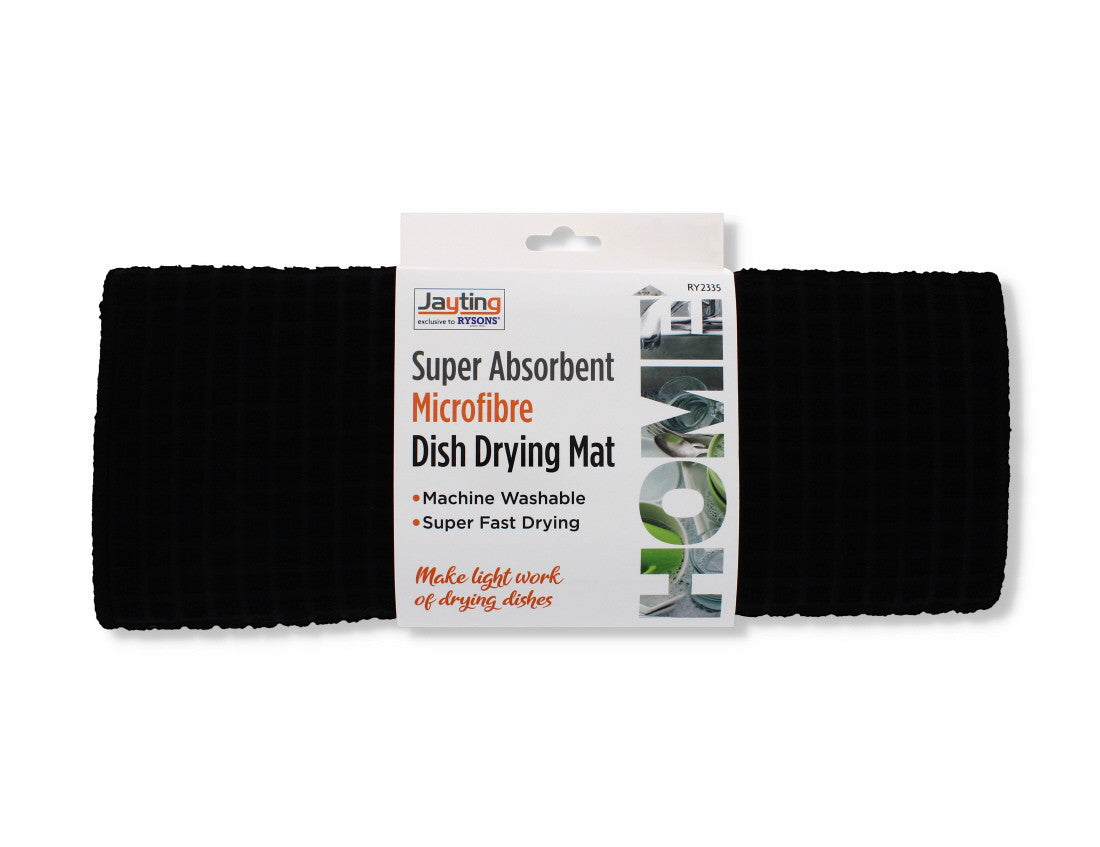 Microfibre Dish Drying Mat Super Absorbant - Black/Cream/Grey