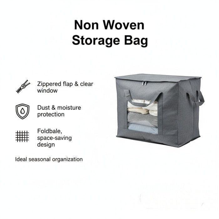 Storage Bag with Zip Non Woven Lightweight with Handle