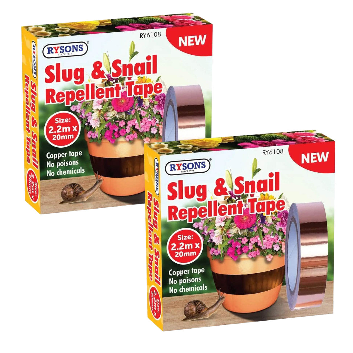 2-PACK Slug Snail Repellent Tape Self Adhesive Copper Tape 20mm Width
