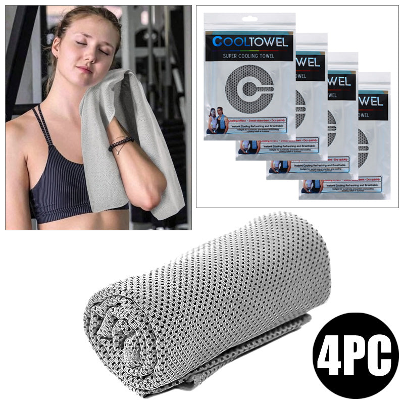 Ultra-soft Super Cooling Towel 4 Pack - Breathable and Quick Drying for Gym, Yoga, Travel and Outdoor Activities