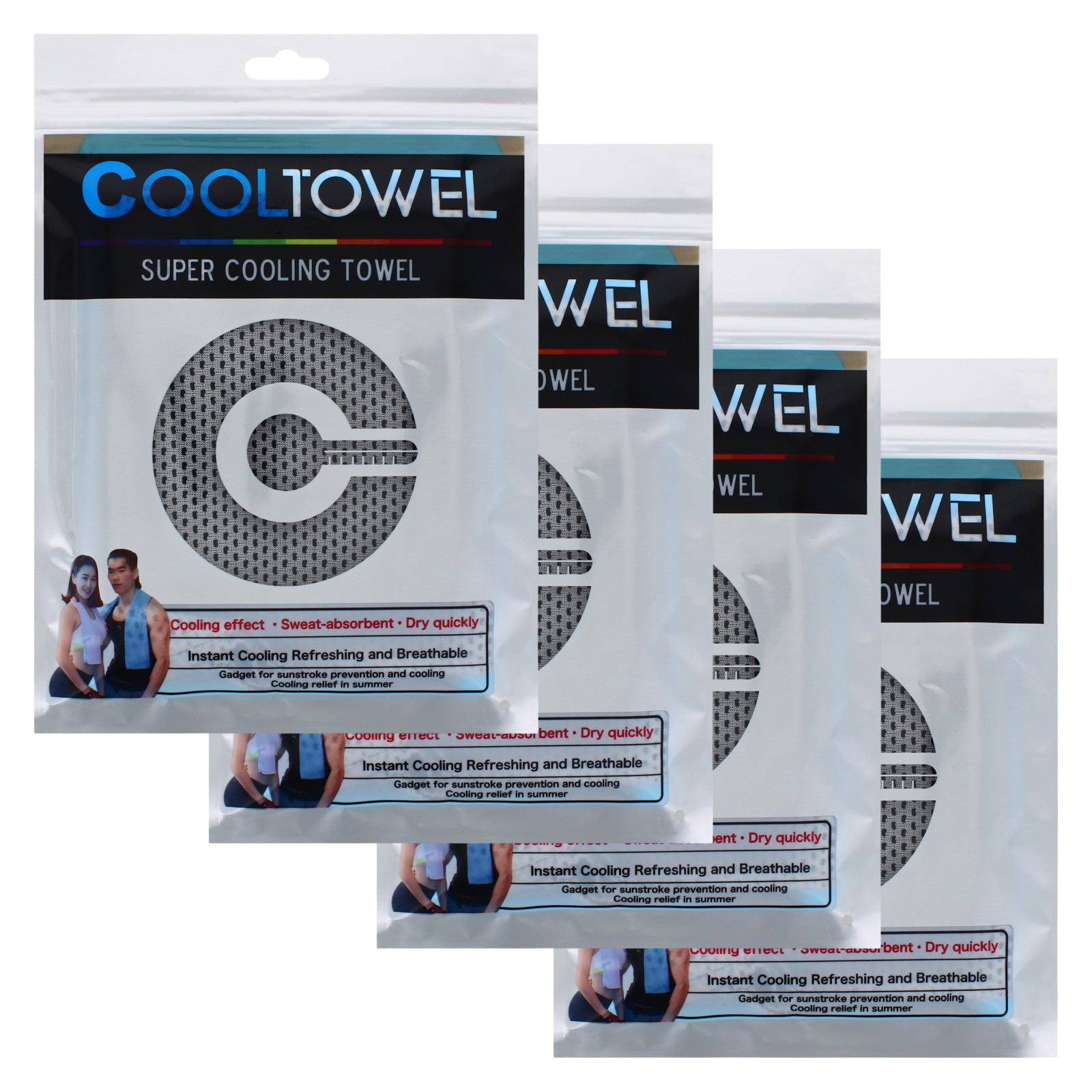 Ultra-soft Super Cooling Towel 4 Pack - Breathable and Quick Drying for Gym, Yoga, Travel and Outdoor Activities
