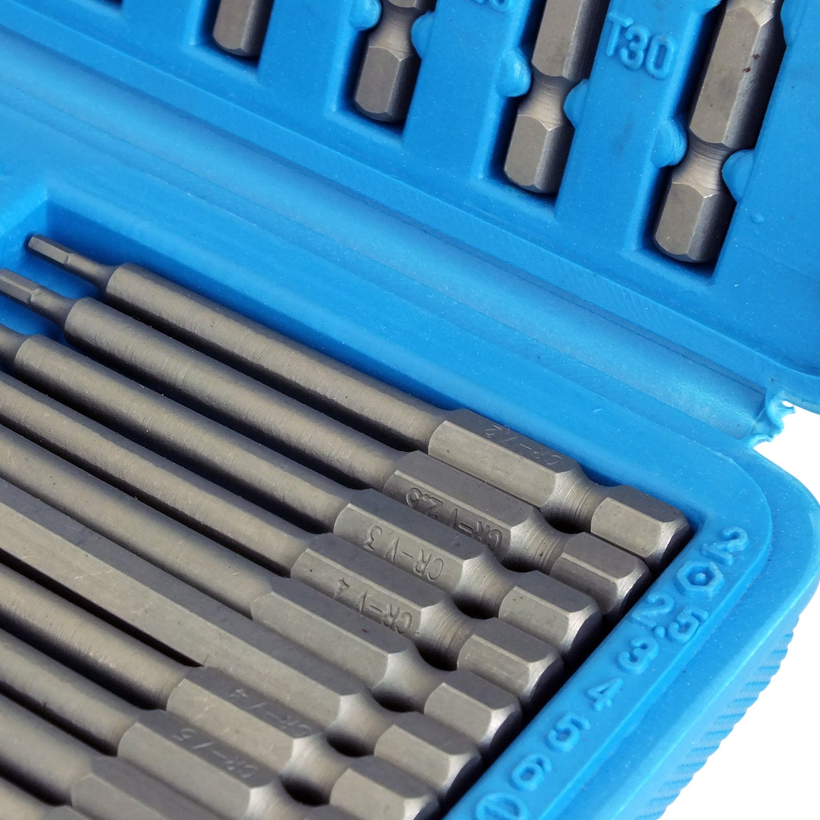50pc Extra Long Screwdriver Insert Bit Set with Case | Chrome Vanadium | Includes Torx Star Spline Pozi and Hex Bits