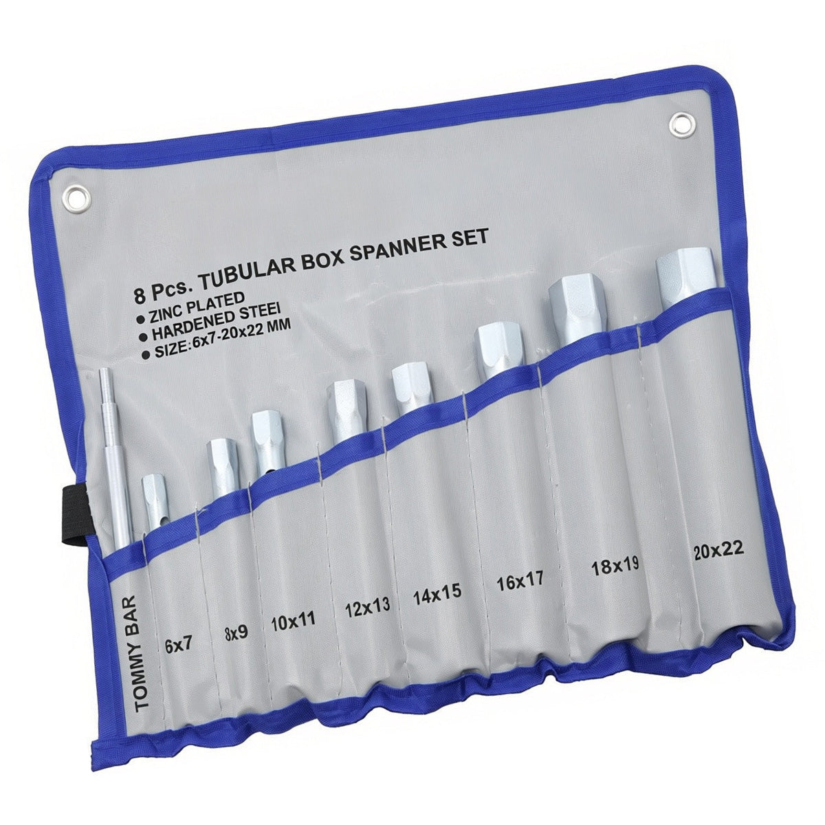 8pc Tubular Box Spanner Back Nut Tap Wrench Set Monobloc 6-22mm with Torque Bar
