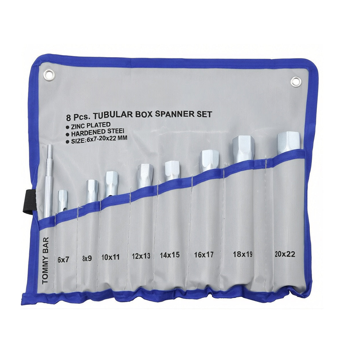 8pc Tubular Box Spanner Back Nut Tap Wrench Set Monobloc 6-22mm with Torque Bar