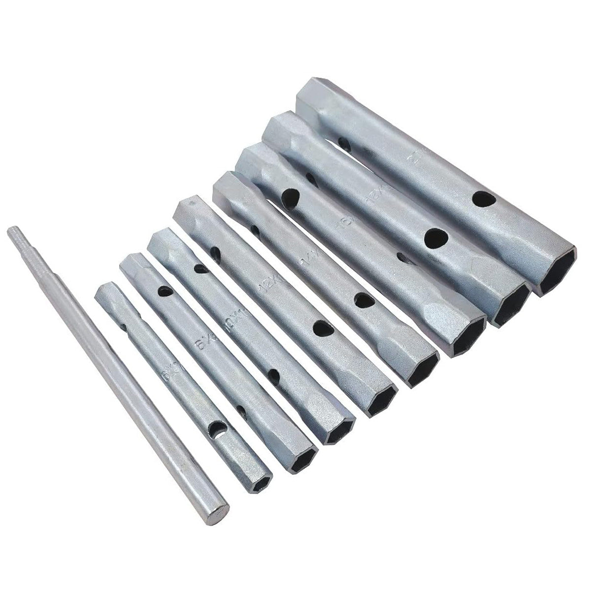 8pc Tubular Box Spanner Back Nut Tap Wrench Set Monobloc 6-22mm with Torque Bar