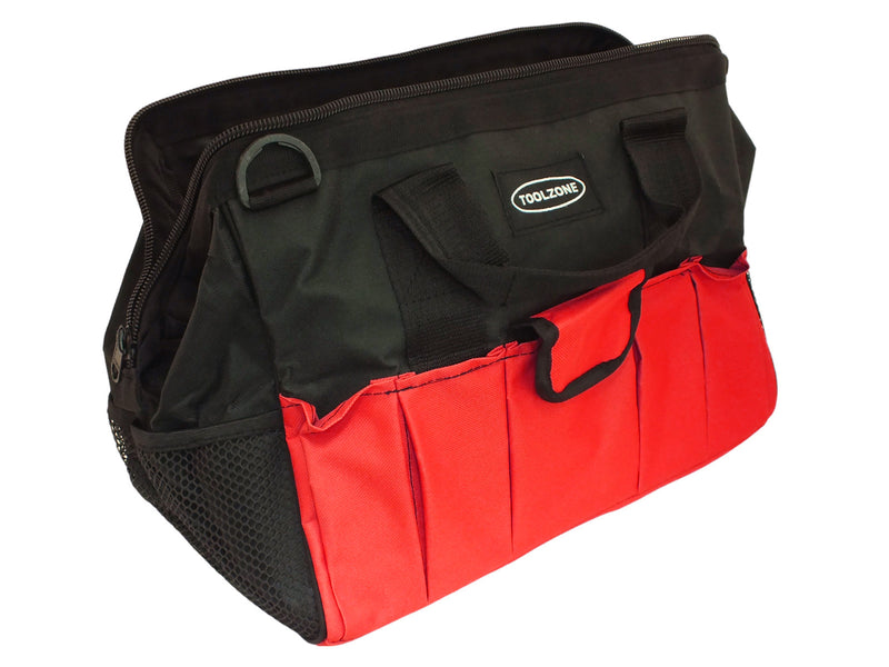 Heavy Duty 16" Nylon Zip Up 28 Pocket Tool Bag with Shoulder Strap
