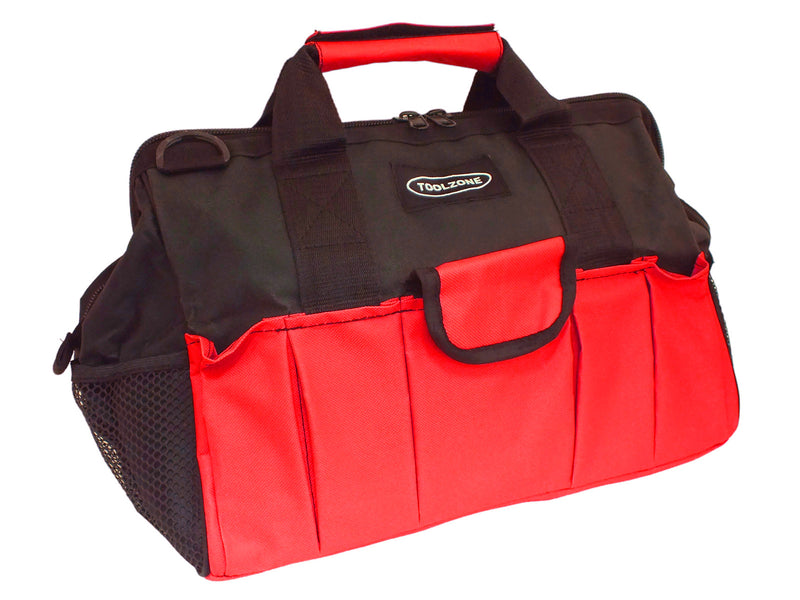 Heavy Duty 16" Nylon Zip Up 28 Pocket Tool Bag with Shoulder Strap