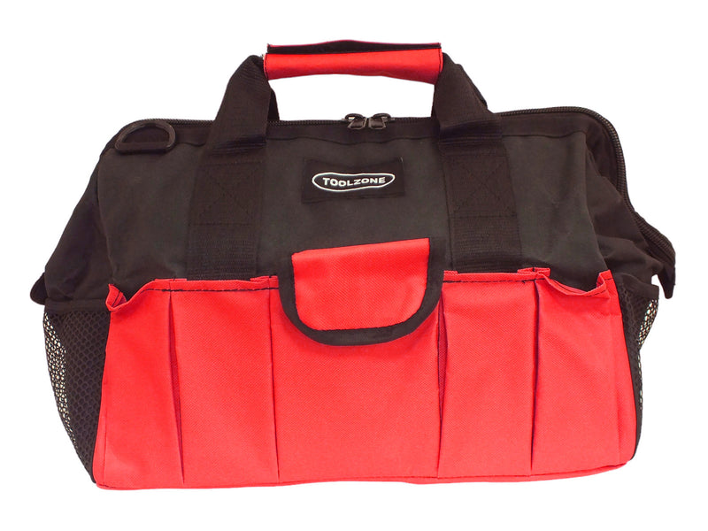 Heavy Duty 16" Nylon Zip Up 28 Pocket Tool Bag with Shoulder Strap