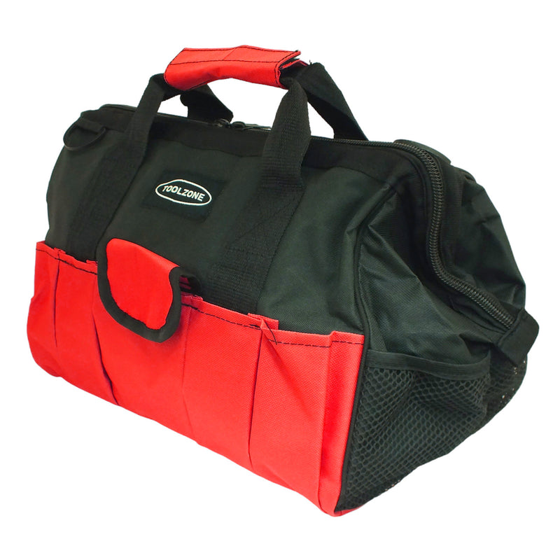 Heavy Duty 16" Nylon Zip Up 28 Pocket Tool Bag with Shoulder Strap