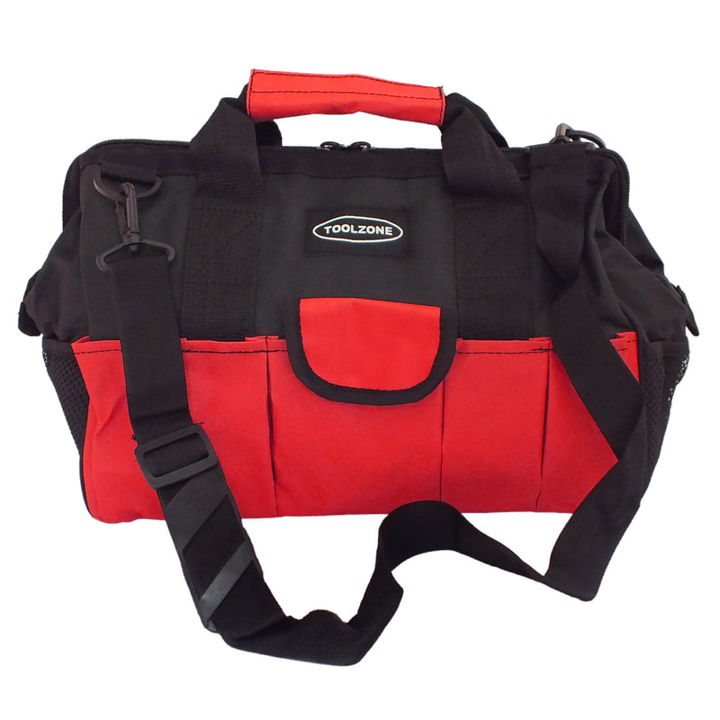 Heavy Duty 16" Nylon Zip Up 28 Pocket Tool Bag with Shoulder Strap