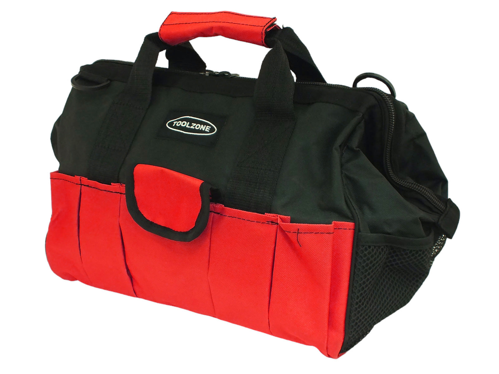 Heavy Duty 16" Nylon Zip Up 28 Pocket Tool Bag with Shoulder Strap