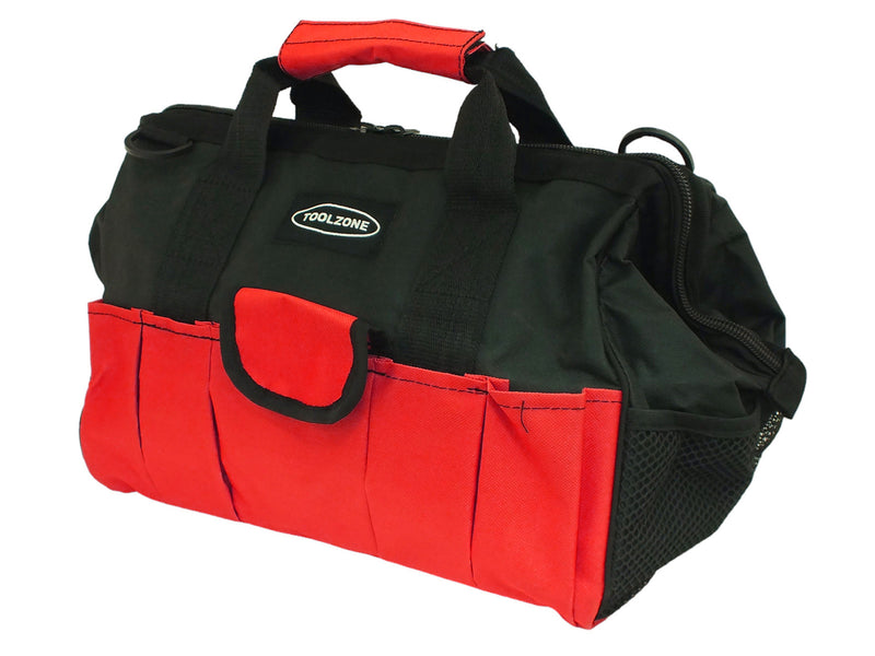 Heavy Duty 16" Nylon Zip Up 28 Pocket Tool Bag with Shoulder Strap