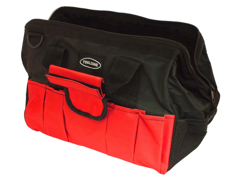 Heavy Duty 16" Nylon Zip Up 28 Pocket Tool Bag with Shoulder Strap
