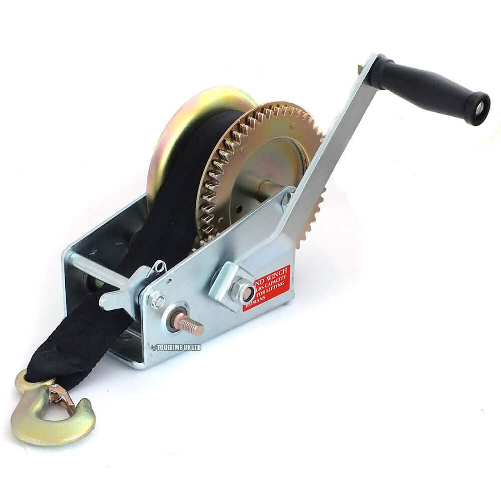 2000lb Hand Manual Winch + 8m Webbing Strap + Hook for Boat Marine Trailer