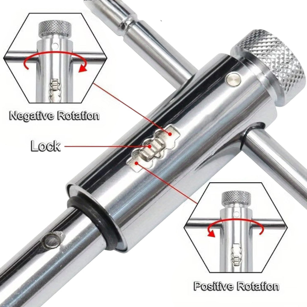 255mm REVERSIBLE T BAR HANDLE LONG REACH RATCHET TAP & DIE WRENCH M3-M8