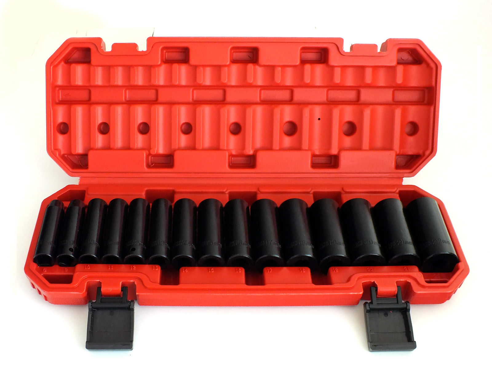 Voche® 3/8" Deep Impact Socket Set 15pc 8-22mm Heavy Duty CRV with Storage Case