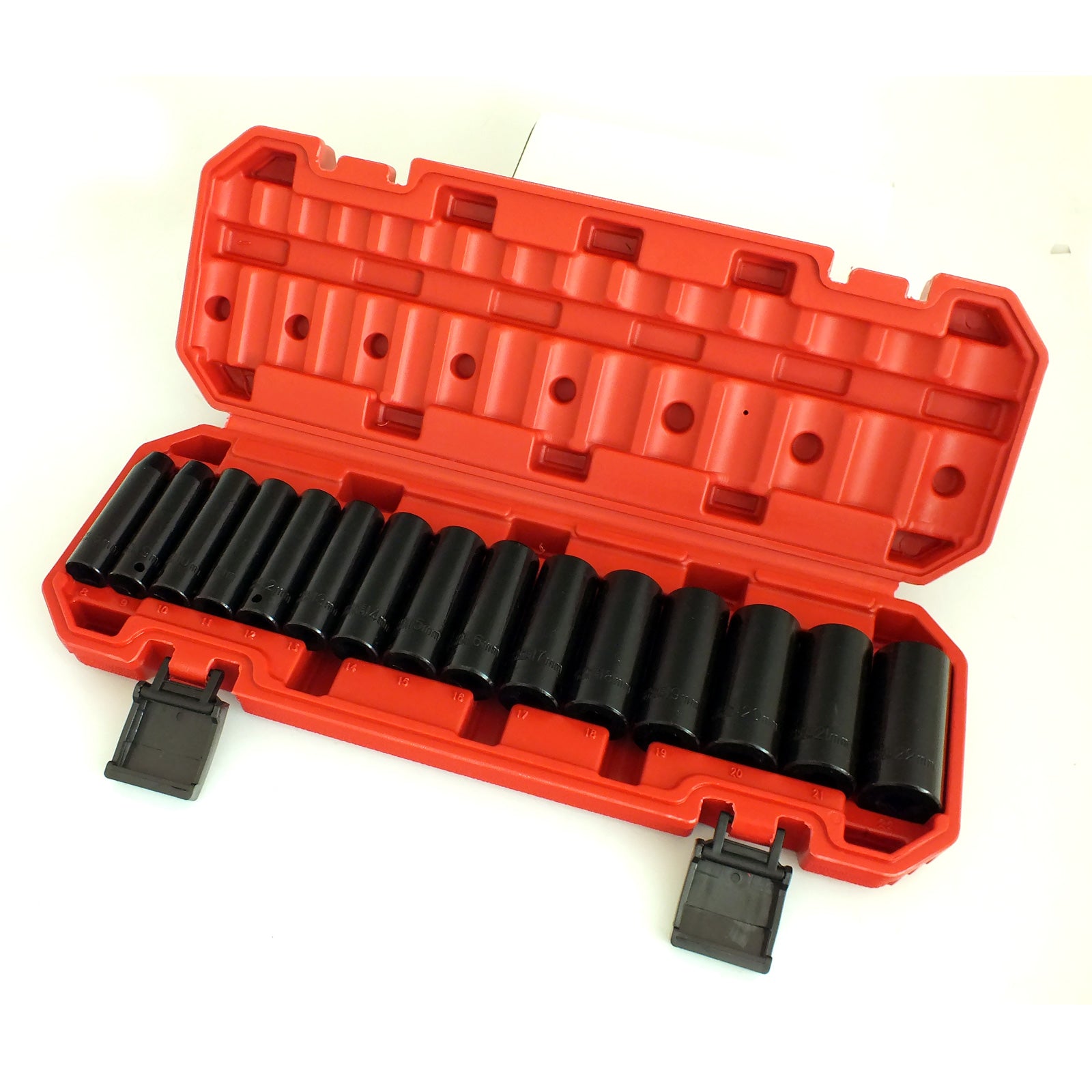 Voche® 3/8" Deep Impact Socket Set 15pc 8-22mm Heavy Duty CRV with Storage Case