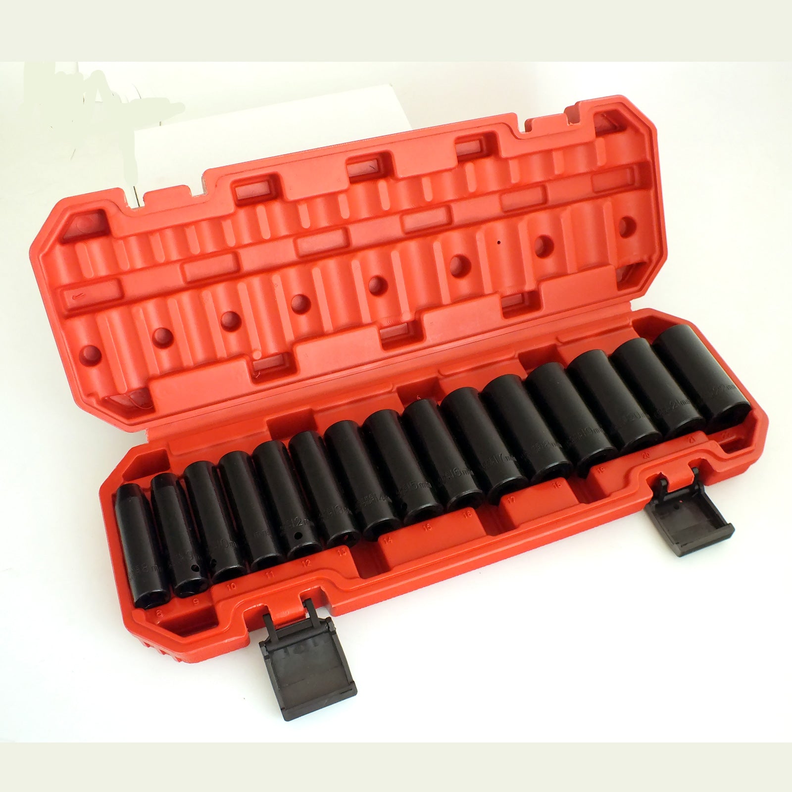 Voche® 3/8" Deep Impact Socket Set 15pc 8-22mm Heavy Duty CRV with Storage Case
