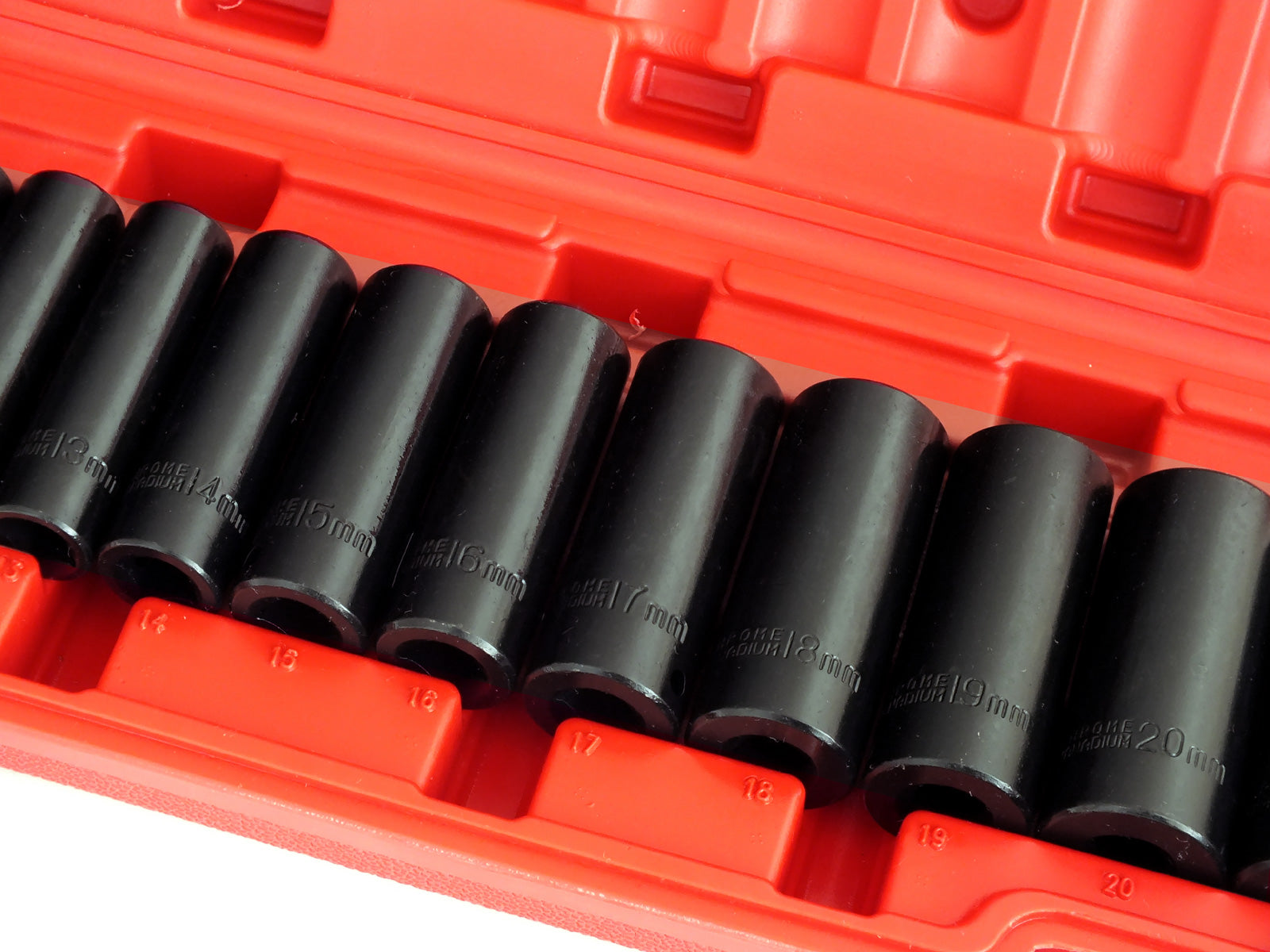 Voche® 3/8" Deep Impact Socket Set 15pc 8-22mm Heavy Duty CRV with Storage Case
