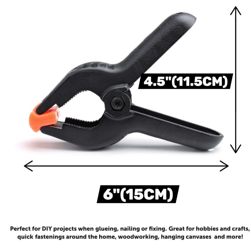 12 X Large 6'' Plastic Spring Clamps Market Stall Tarpaulin Cover Clips Grips