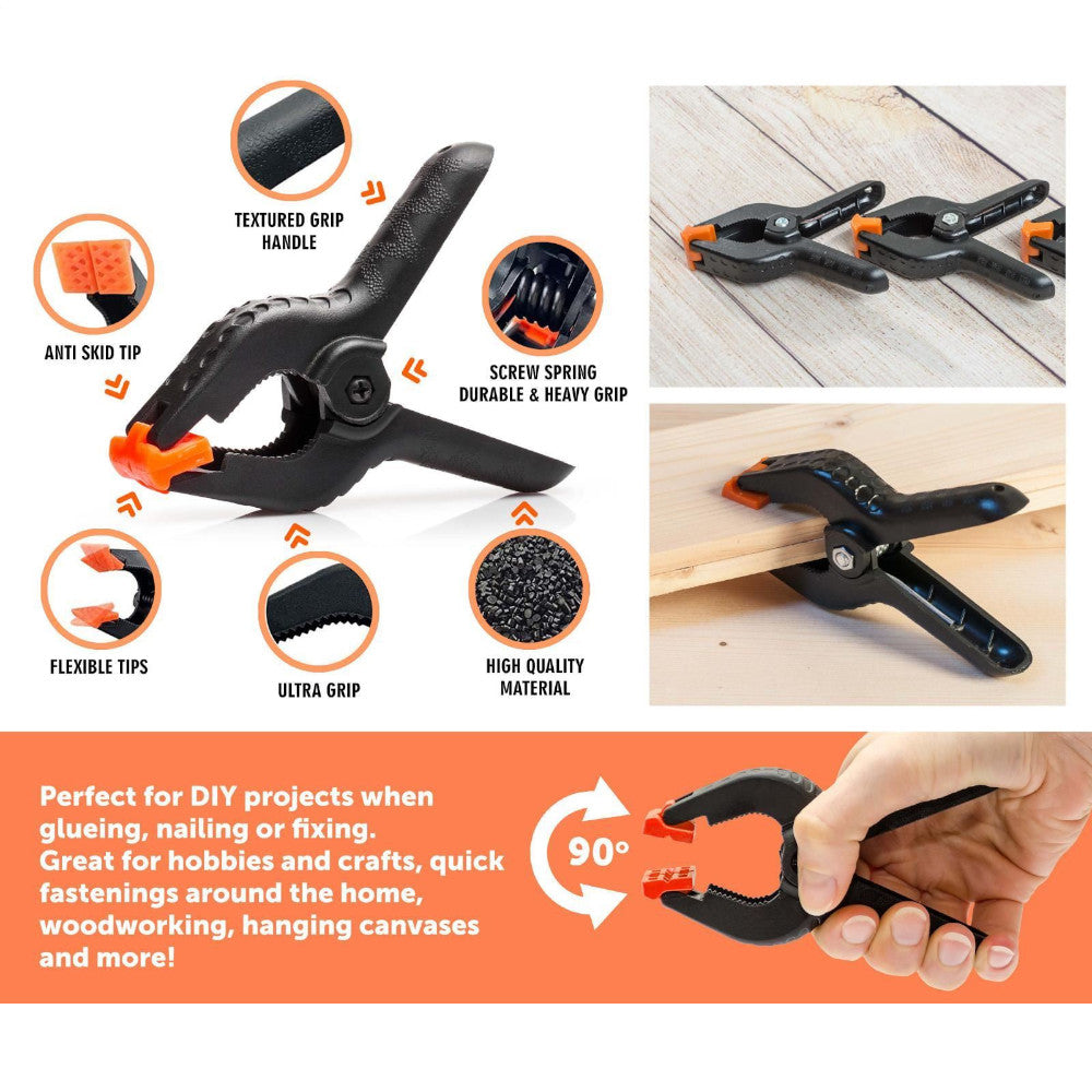 12 X Large 6'' Plastic Spring Clamps Market Stall Tarpaulin Cover Clips Grips