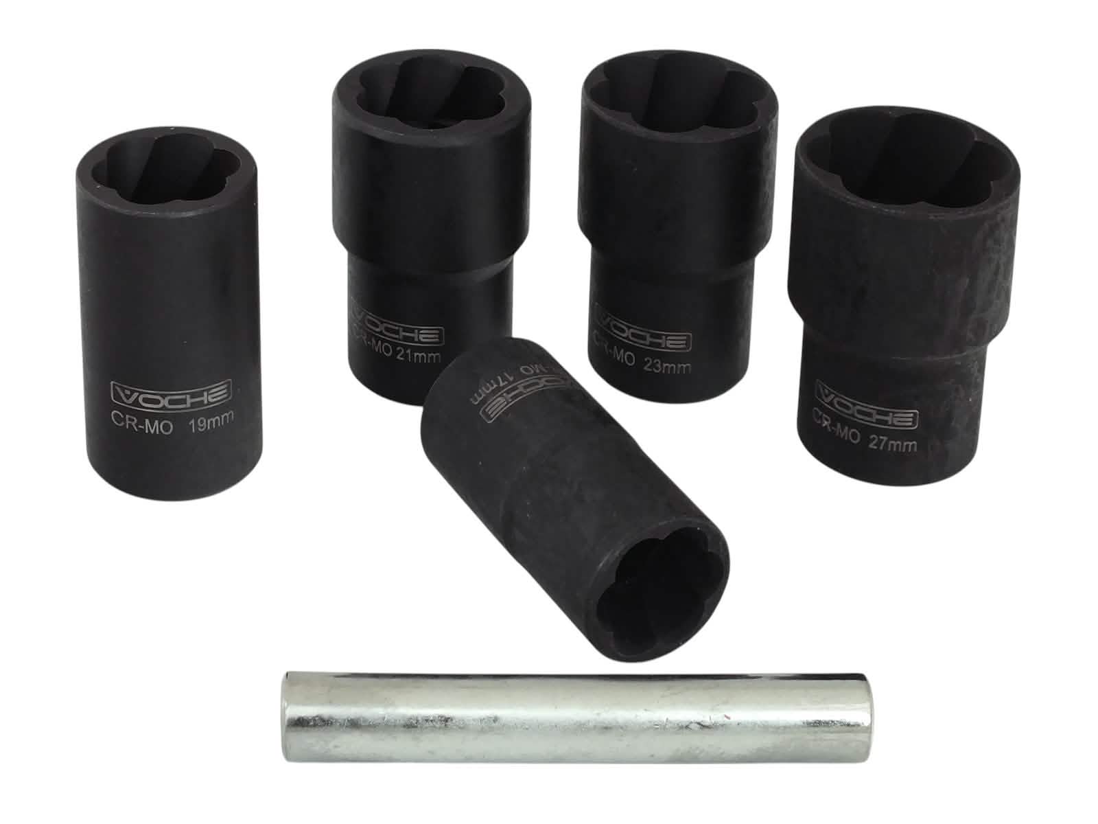 6Pce Grip Twist Sockets Locking Wheel Nut Removers Damaged Rounded Bolts