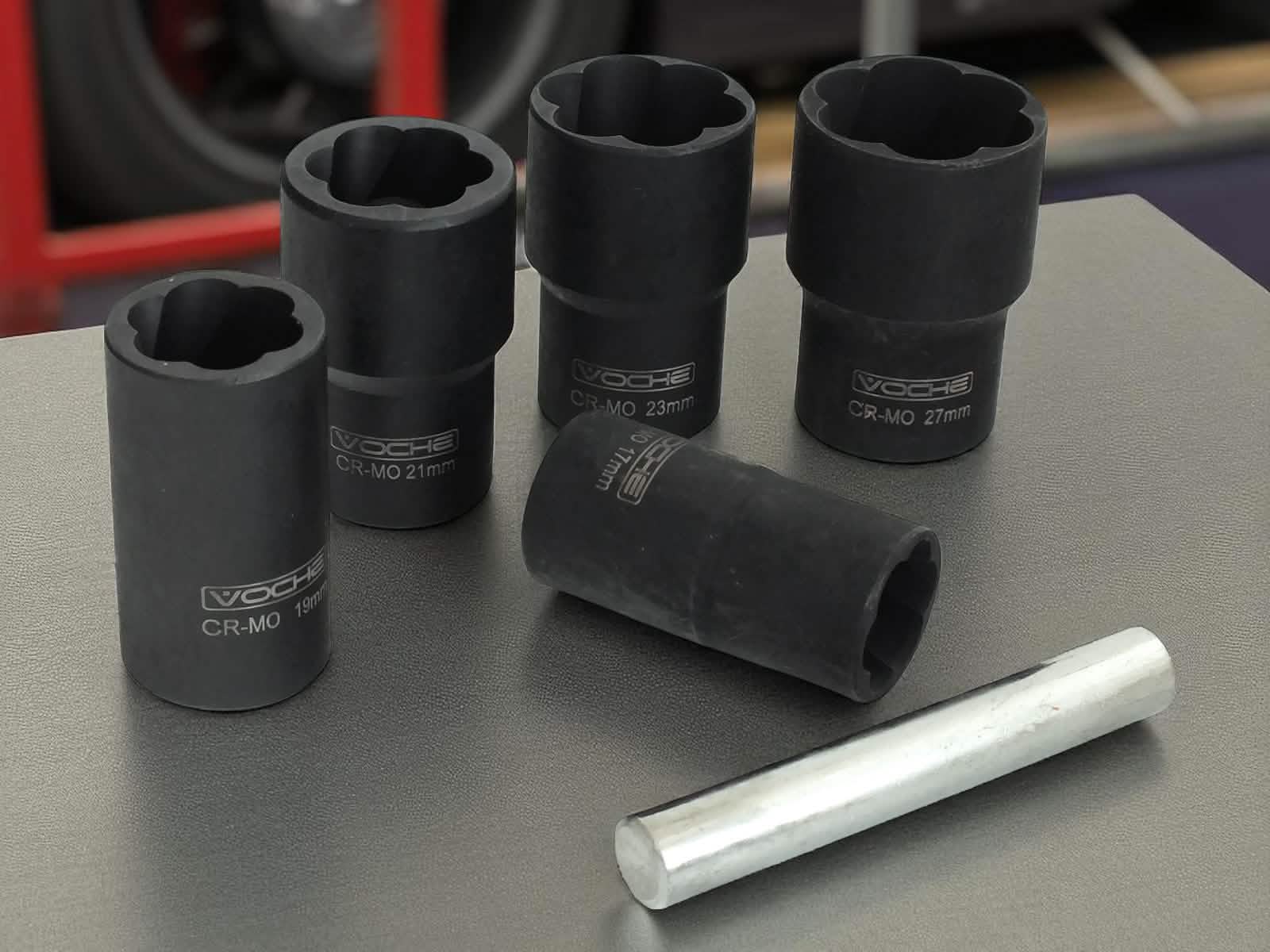 6Pce Grip Twist Sockets Locking Wheel Nut Removers Damaged Rounded Bolts