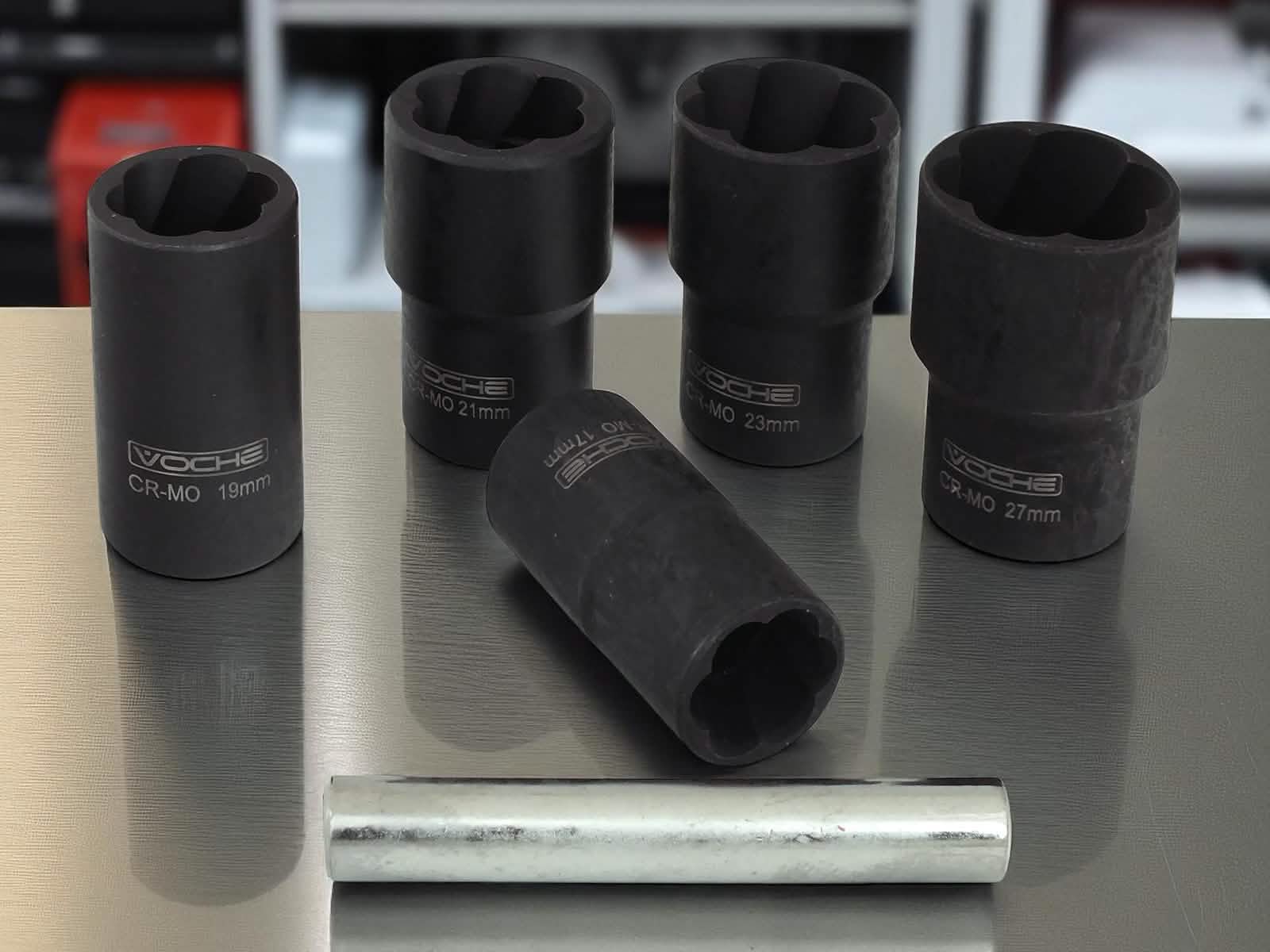 6Pce Grip Twist Sockets Locking Wheel Nut Removers Damaged Rounded Bolts