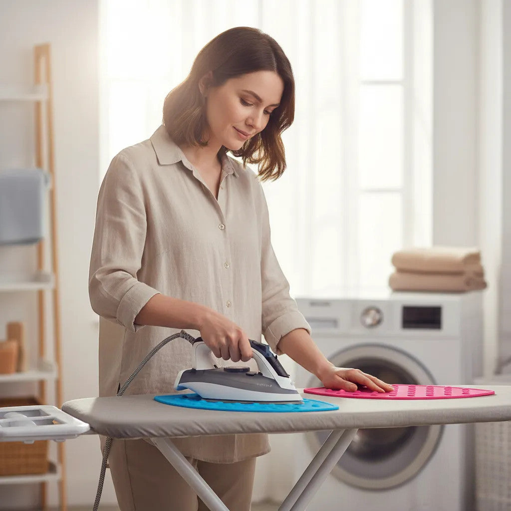 Silicone Iron Rest Heat Resistant Ironing Mat Pad Blue/Pink